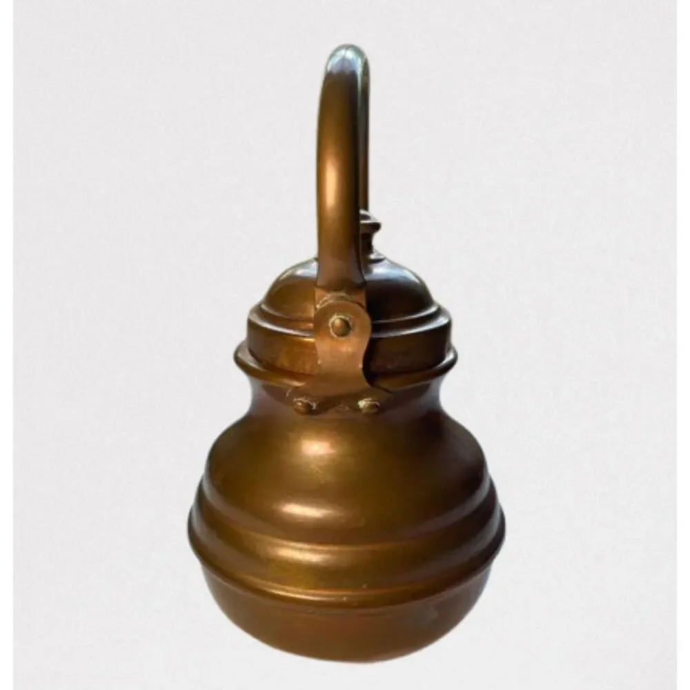 Vintage Copper Small Tea Kettle Gooseneck Spout w/Functional Swing Handle Petina